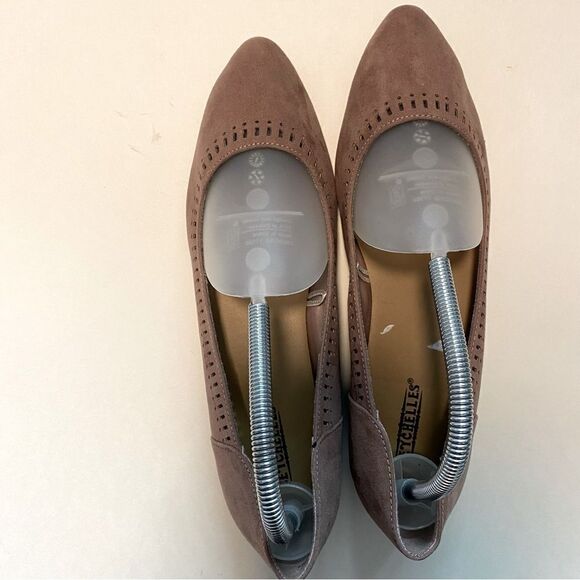 Seychelles Anthologie Point toe low wedge leather cut faux suede brown Deville 9 - Picture 7 of 8